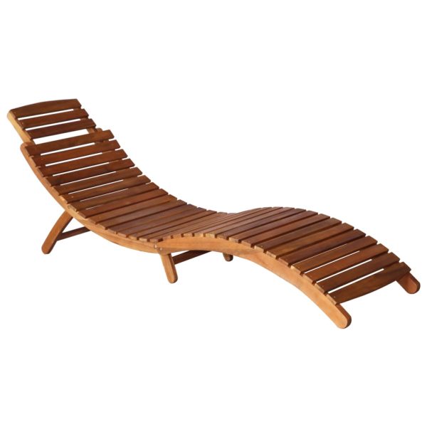 Espreguiçadeira com mesa madeira de acácia maciça castanho - Image 5