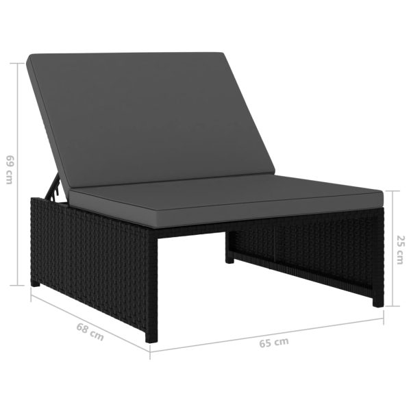 Espreguiçadeiras com mesa 2 pcs vime PE preto - Image 11