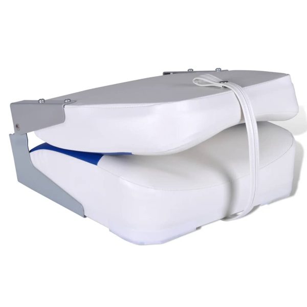 Assentos barco 2 pcs encosto dobrável azul/branco 41x36x48 cm - Image 4