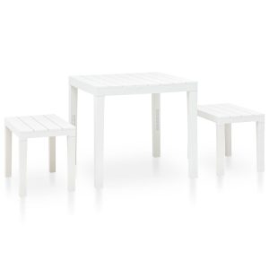 Mesa de jardim com 2 bancos plástico branco