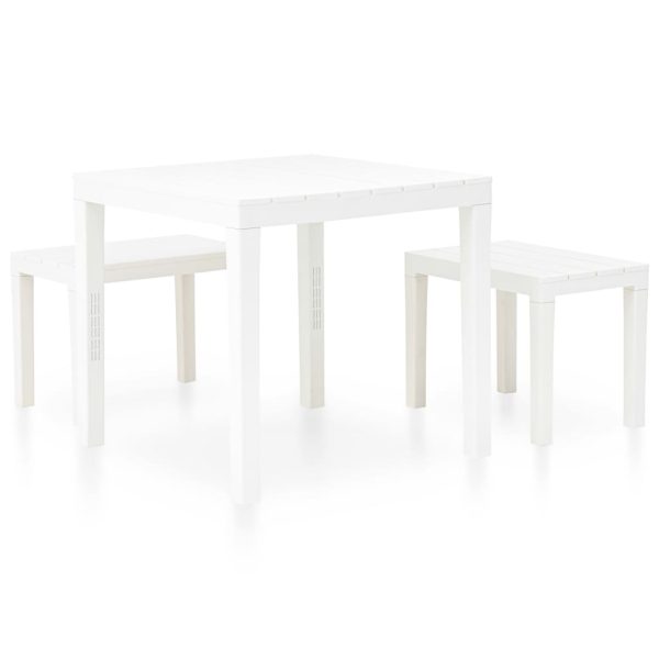 Mesa de jardim com 2 bancos plástico branco - Image 2