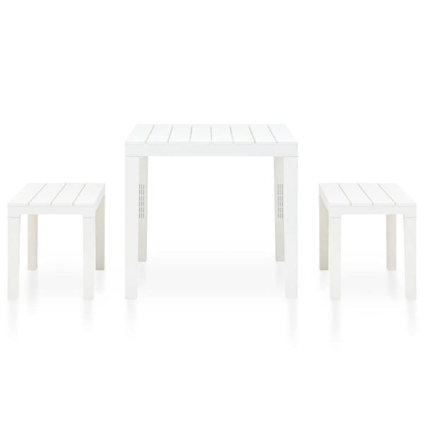 Mesa de jardim com 2 bancos plástico branco - Image 3