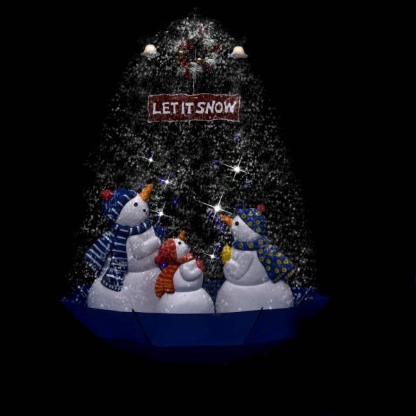 Árvore Natal c/ neve base formato guarda-chuva 170 cm PVC azul - Image 5