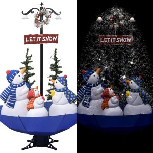 Árvore Natal c/ neve base formato guarda-chuva 170 cm PVC azul