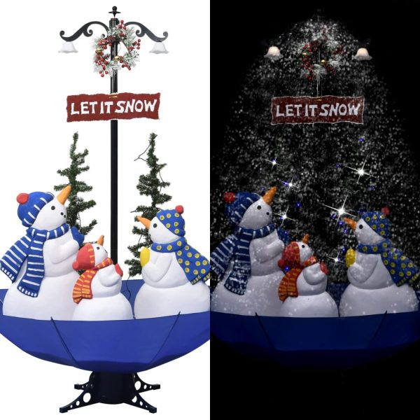 Árvore Natal c/ neve base formato guarda-chuva 170 cm PVC azul