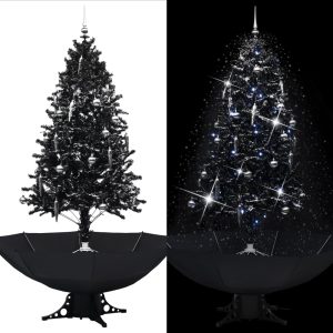 Árvore Natal c/ neve base formato guarda-chuva 190 cm PVC preto