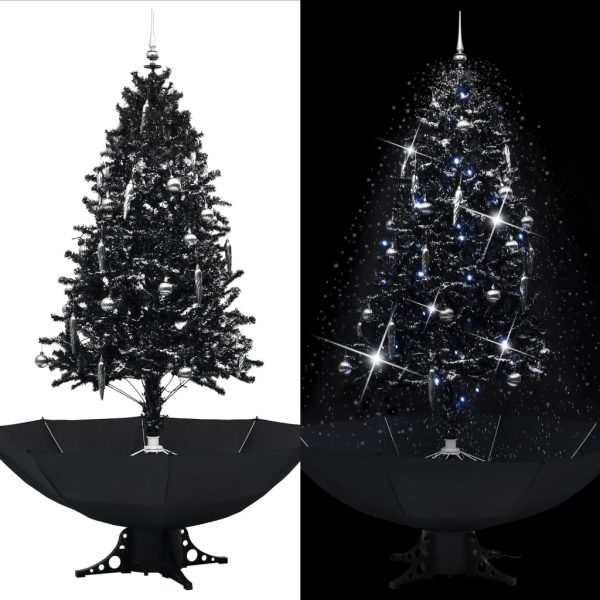 Árvore Natal c/ neve base formato guarda-chuva 190 cm PVC preto