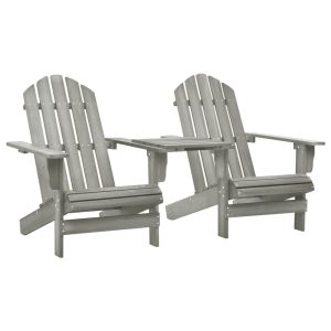 Cadeiras jardim Adirondack + mesa centro madeira abeto cinza