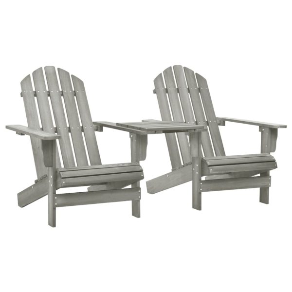 Cadeiras jardim Adirondack + mesa centro madeira abeto cinza