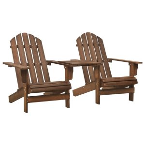 Cadeiras jardim Adirondack + mesa centro madeira abeto castanho