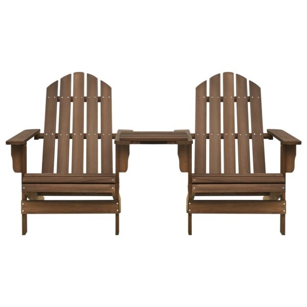Cadeiras jardim Adirondack + mesa centro madeira abeto castanho - Image 2
