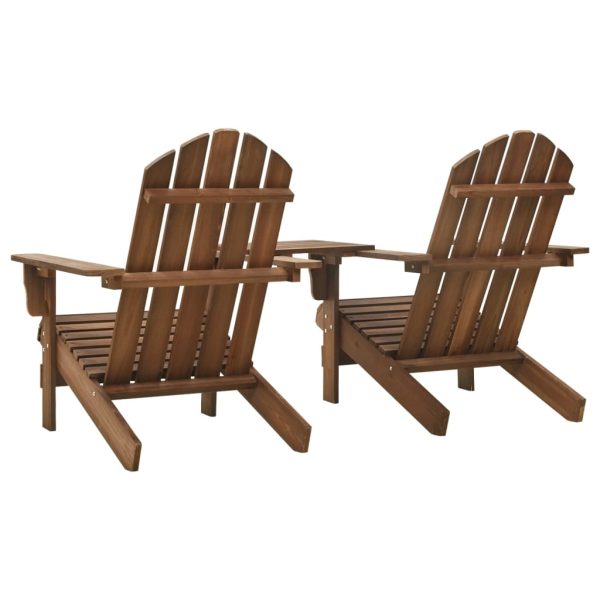 Cadeiras jardim Adirondack + mesa centro madeira abeto castanho - Image 4