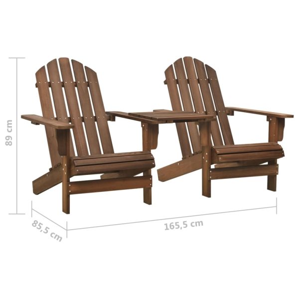 Cadeiras jardim Adirondack + mesa centro madeira abeto castanho - Image 6