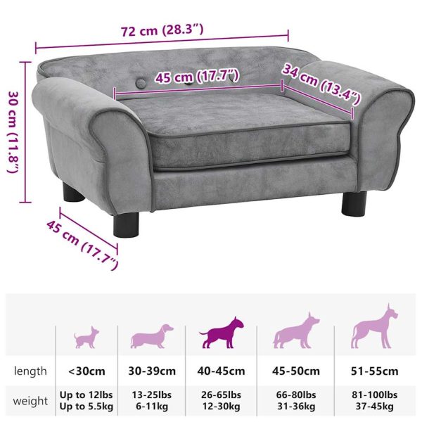 Sofá para cães 72x45x30 cm pelúcia cinzento - Image 10