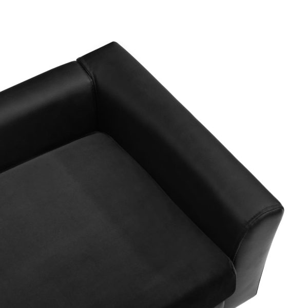 Sofá para cães 60x43x30 cm pelúcia e couro artificial preto - Image 7