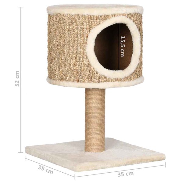 Árvore p/ gatos c/ ninho e poste arranhador 52 cm erva marinha - Image 7