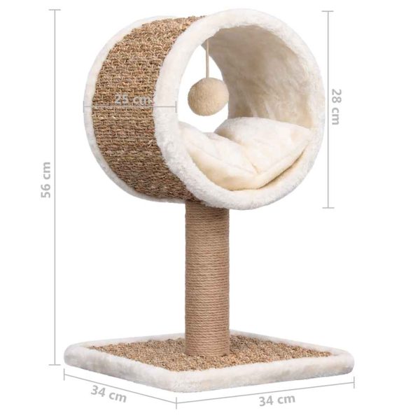 Árvore p/ gatos c/ túnel superior e brinquedo 49cm erva marinha - Image 7