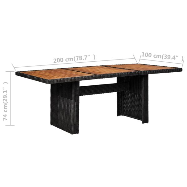 Mesa de jantar jardim 200x100x74 cm vime PE preto - Image 6