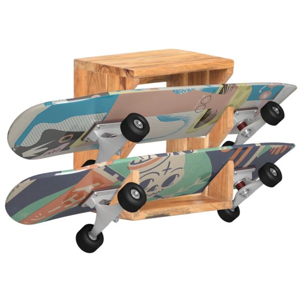 Suporte parede p/ skates 25x20x30 cm madeira de acácia maciça - Image 7
