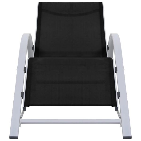 Espreguiçadeiras com mesa 2 pcs alumínio preto - Image 3