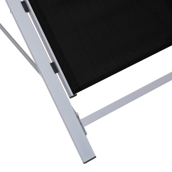 Espreguiçadeiras com mesa 2 pcs alumínio preto - Image 7