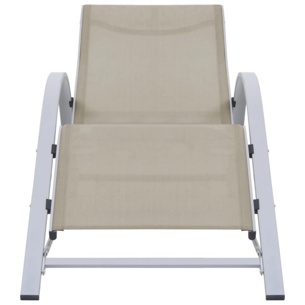 Espreguiçadeiras com mesa 2 pcs alumínio cor creme - Image 4