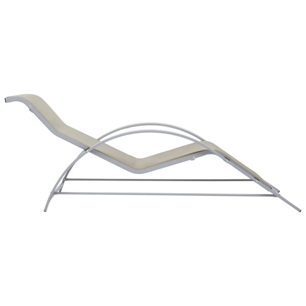 Espreguiçadeiras com mesa 2 pcs alumínio cor creme - Image 5
