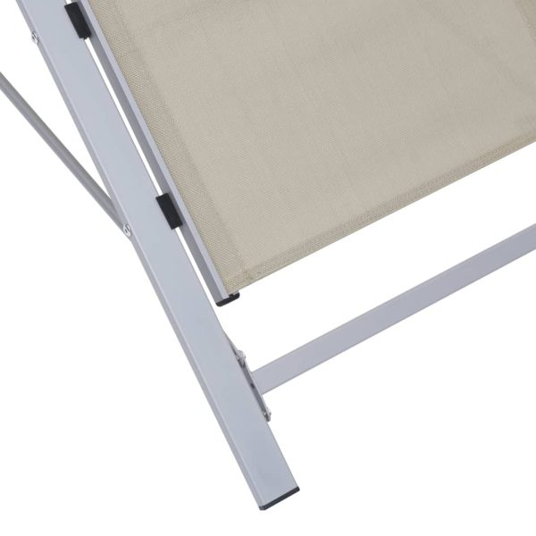 Espreguiçadeiras com mesa 2 pcs alumínio cor creme - Image 7
