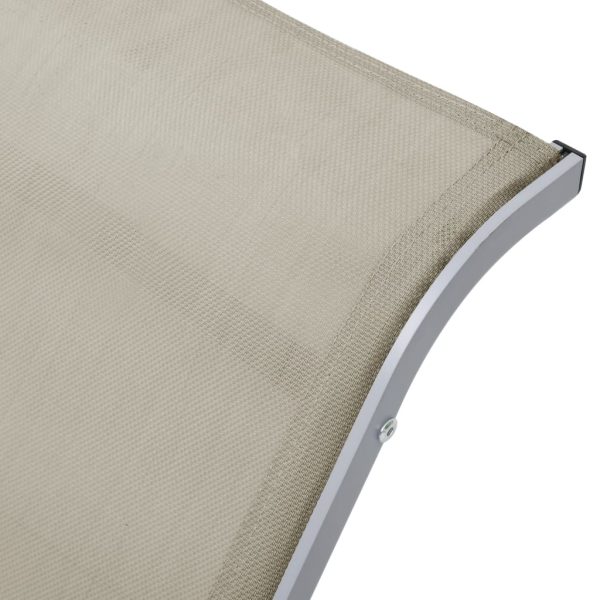 Espreguiçadeiras com mesa 2 pcs alumínio cor creme - Image 8