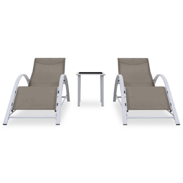 Espreguiçadeiras com mesa 2 pcs alumínio cinzento-acastanhado - Image 2