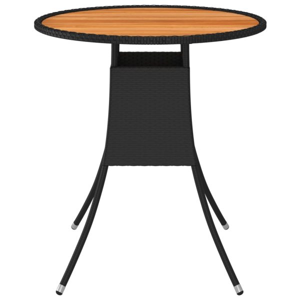 Mesa de jantar p/ jardim Ø 70 cm vime PE e acácia maciça preto - Image 2