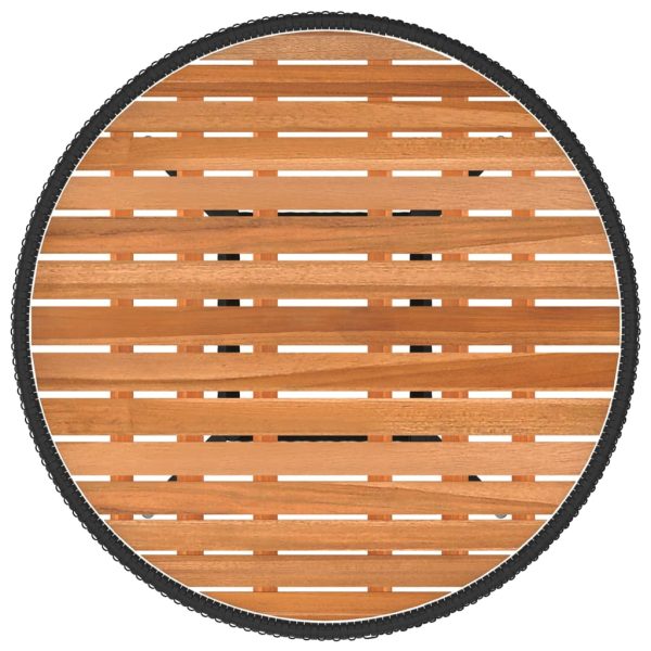 Mesa de jantar p/ jardim Ø 70 cm vime PE e acácia maciça preto - Image 3