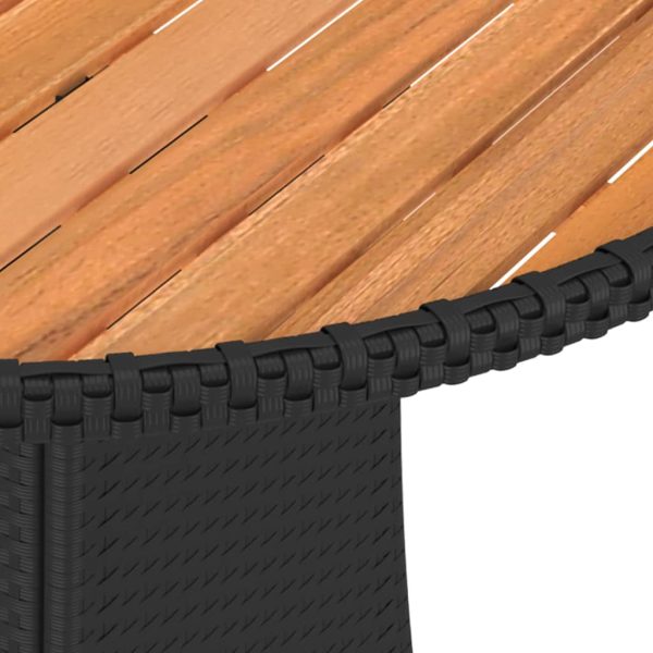 Mesa de jantar p/ jardim Ø 70 cm vime PE e acácia maciça preto - Image 4