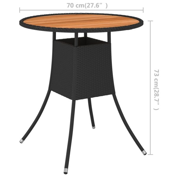 Mesa de jantar p/ jardim Ø 70 cm vime PE e acácia maciça preto - Image 5