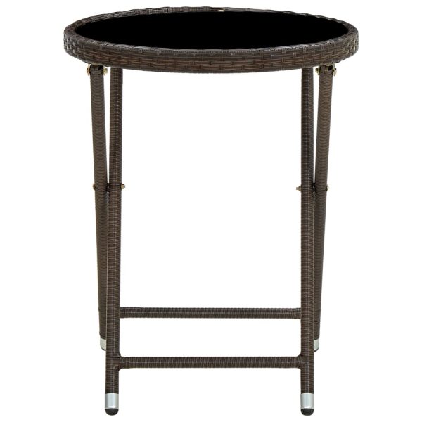 Mesa de chá 60 cm vime PE e vidro temperado castanho - Image 2