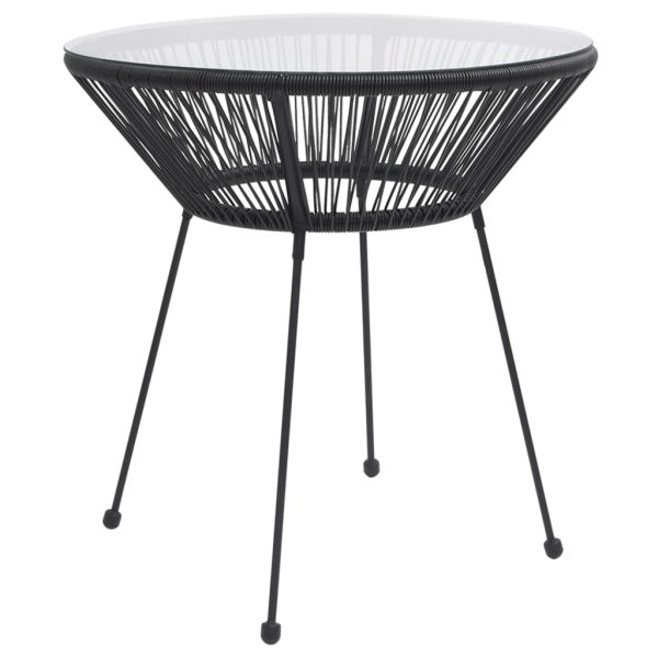 Mesa de jantar para jardim Ø70x74 cm vime e vidro preto