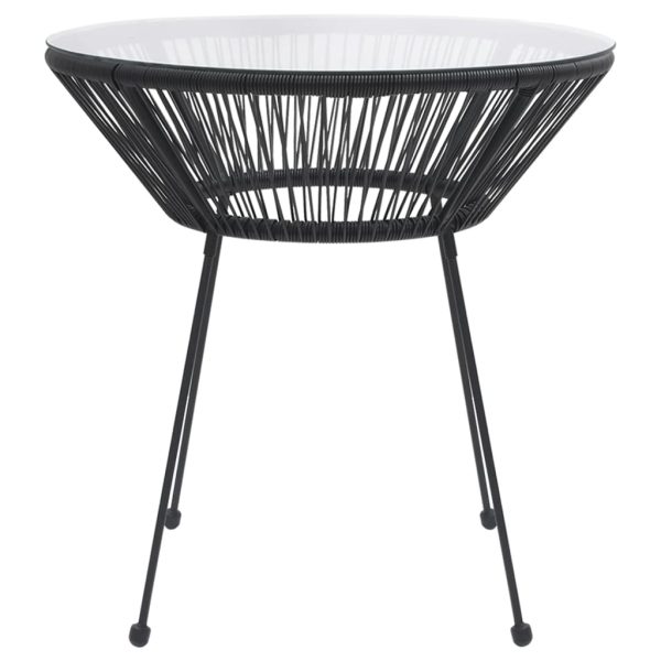 Mesa de jantar para jardim Ø70x74 cm vime e vidro preto - Image 2