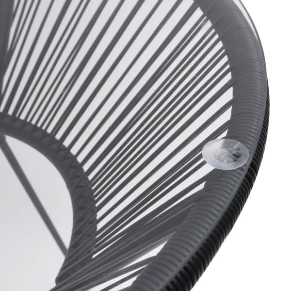 Mesa de jantar para jardim Ø70x74 cm vime e vidro preto - Image 3