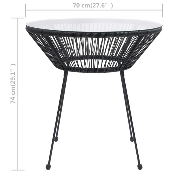 Mesa de jantar para jardim Ø70x74 cm vime e vidro preto - Image 4