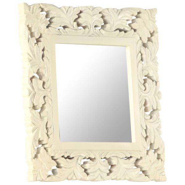 Espelho esculpido à mão 50x50 cm mangueira maciça branco - Image 10