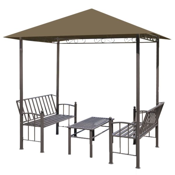 Pérgula jardim c/ mesa/bancos 2,5x1,5x2,4m 180g/m² cinza-acast. - Image 2