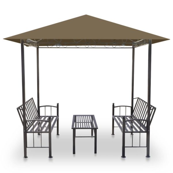 Pérgula jardim c/ mesa/bancos 2,5x1,5x2,4m 180g/m² cinza-acast. - Image 3