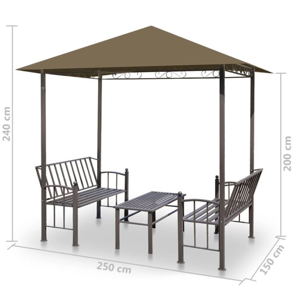 Pérgula jardim c/ mesa/bancos 2,5x1,5x2,4m 180g/m² cinza-acast. - Image 5