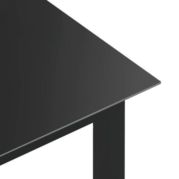 Mesa de jardim em alumínio e vidro 150x90x74 cm preto - Image 4
