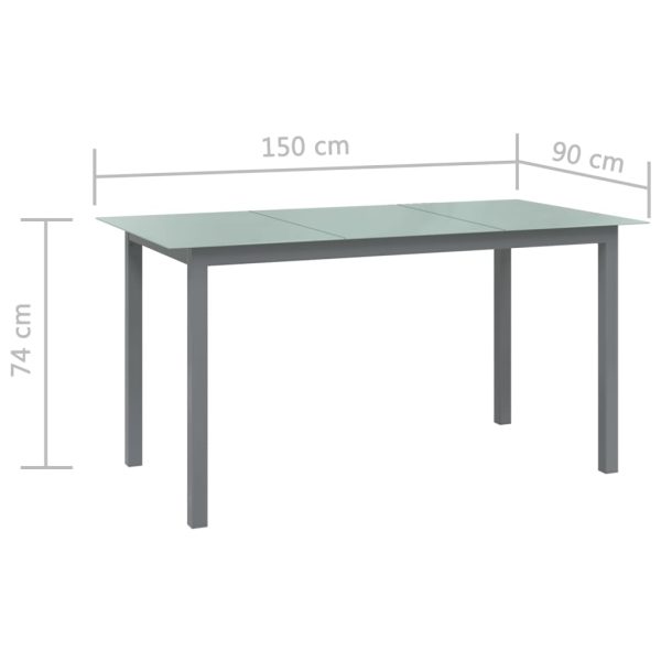 Mesa de jardim em alumínio e vidro 150x90x74 cm cinzento-claro - Image 5