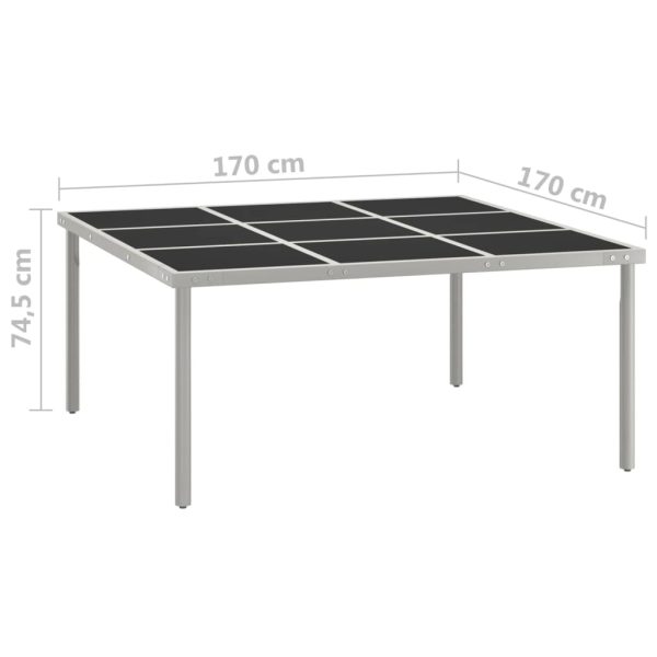 Mesa de jantar para jardim 170x170x74,5 cm vidro e aço - Image 5