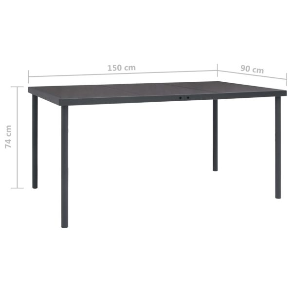 Mesa de jantar para jardim 150x90x74 cm aço antracite - Image 6