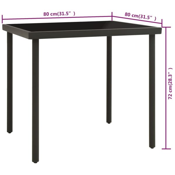 Mesa de jantar para exterior 80x80x72 cm vidro e aço antracite - Image 4