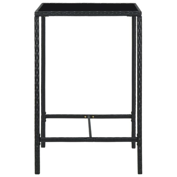 Mesa de bar para jardim 70x70x110 cm vidro e vime PE preto - Image 3