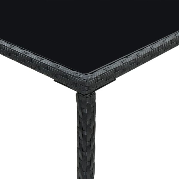 Mesa de bar para jardim 70x70x110 cm vidro e vime PE preto - Image 5